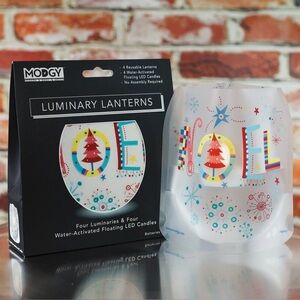 Modgy Luminary Lanterns 4ct Reusable, Unbreakable - Christmas Noel Design